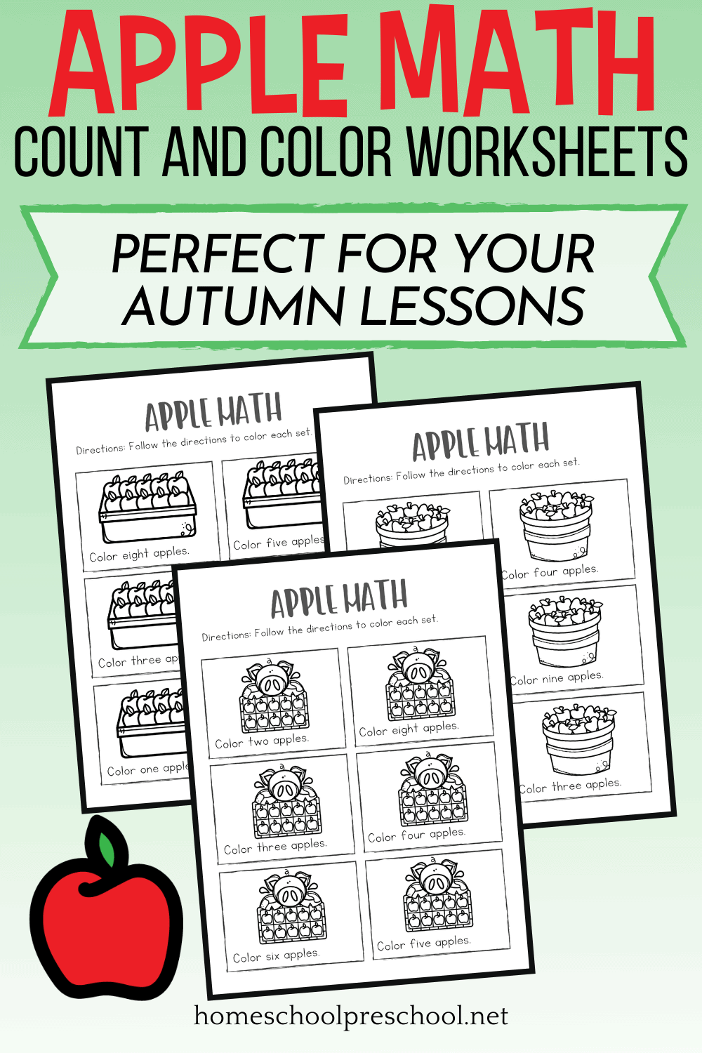 Apple Math Coloring Pages