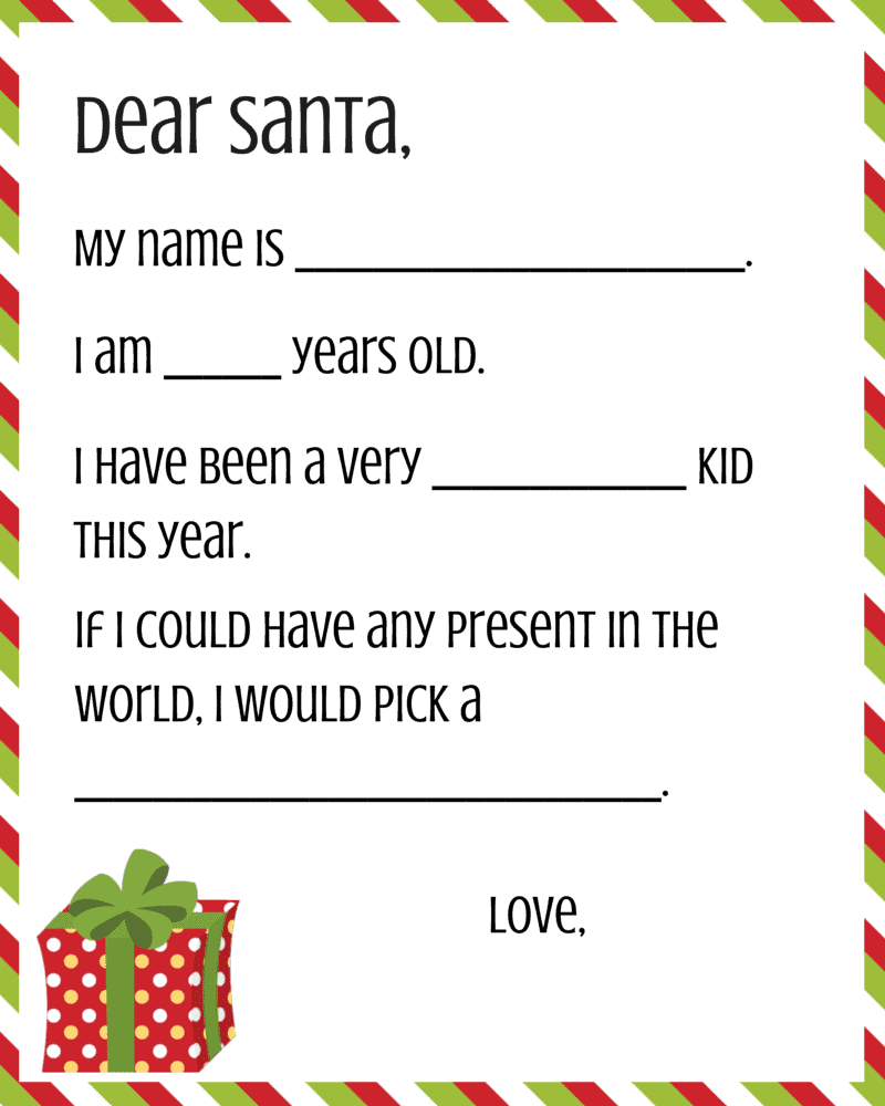 Free Letter to Santa Template Printables for Christmas