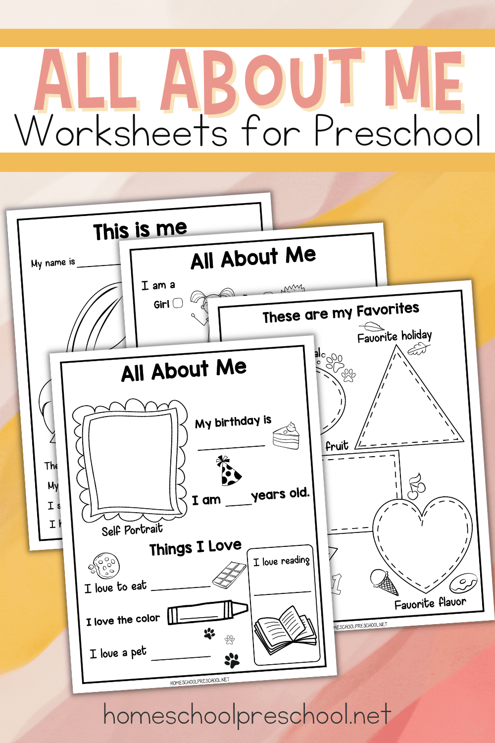 All About Me Preschool Worksheets