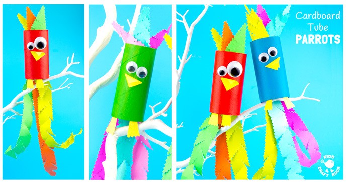 Cardboard-Tube-Parrot-Craft-600x315-1 Toilet Paper Roll Zoo Animals