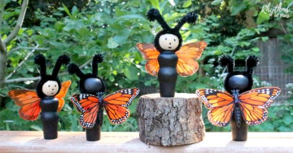 DIY-Monarch-Butterfly-Peg-Dolls-fb1-e1558395799901 21 Monarch Butterfly Crafts for Preschoolers