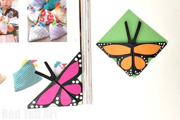 Easy-Butterfly-Bookmark-Corners-we-are-hooked-on-making-these-different-bookmarks-So-fun-So-easy.-600x400-1 21 Monarch Butterfly Crafts for Preschoolers