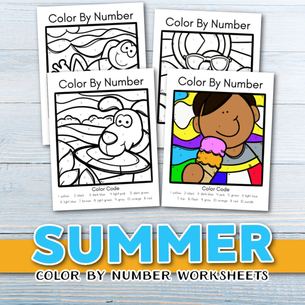 color-by-number-summer-worksheets-1024x1024 Summer Themed Color by Number