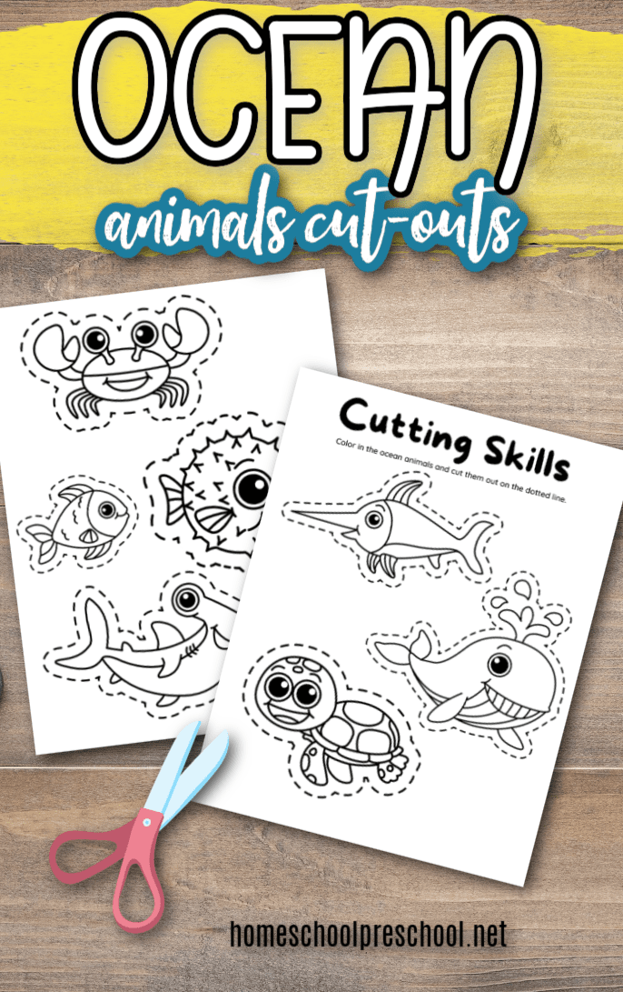 Free Printable Ocean Animal Cut Outs for Scissor Practice