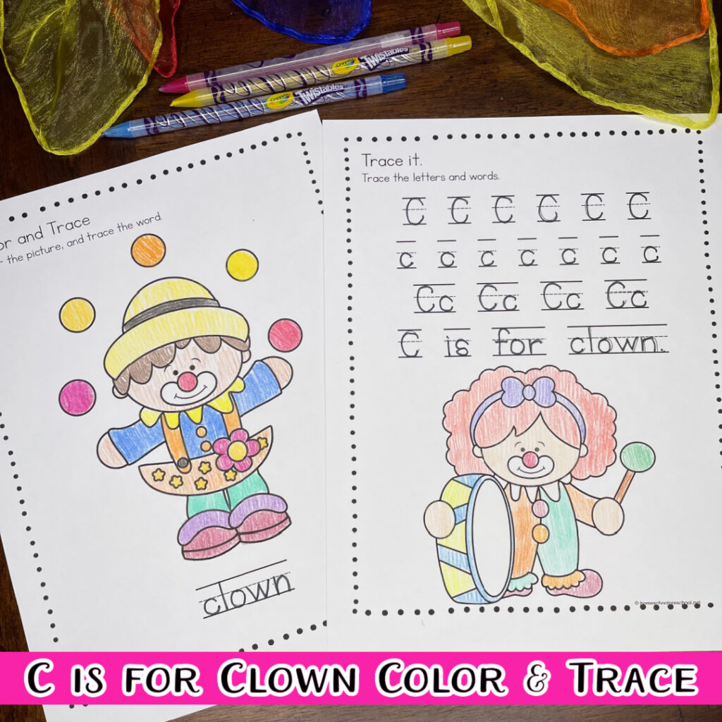 c-is-for-clown-color-and-trace-1024x1024 C is for Clown Printable