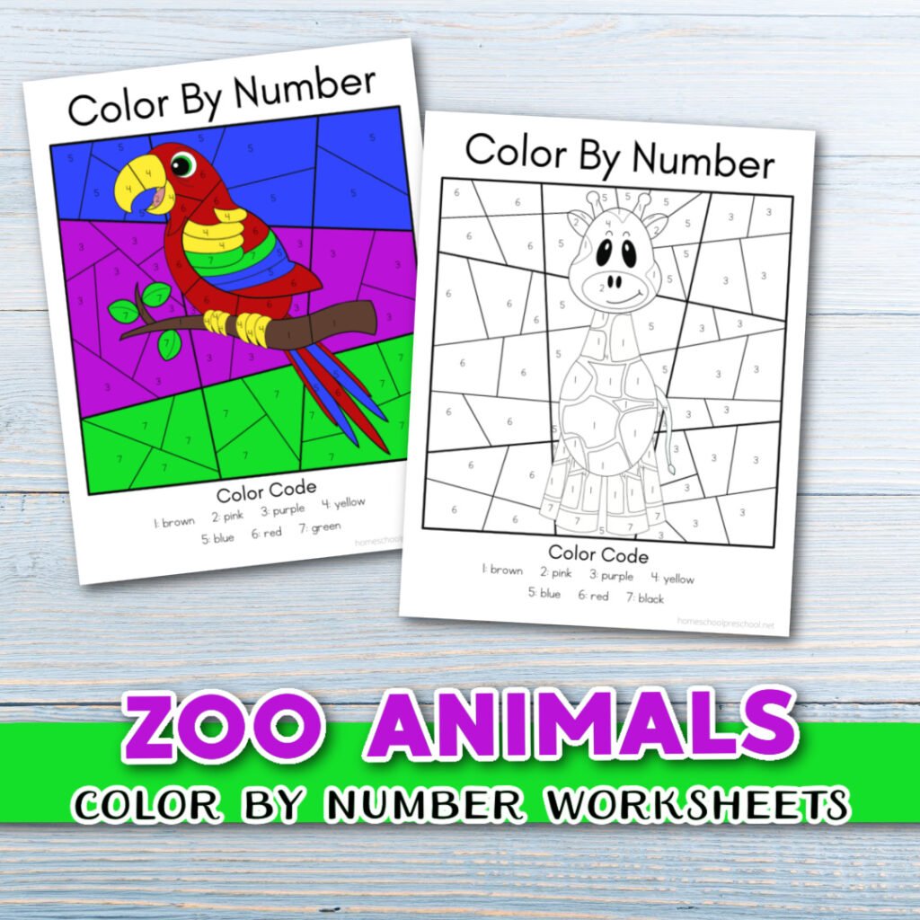 zoo-color-by-number-1024x1024 Zoo Animals Color by Number