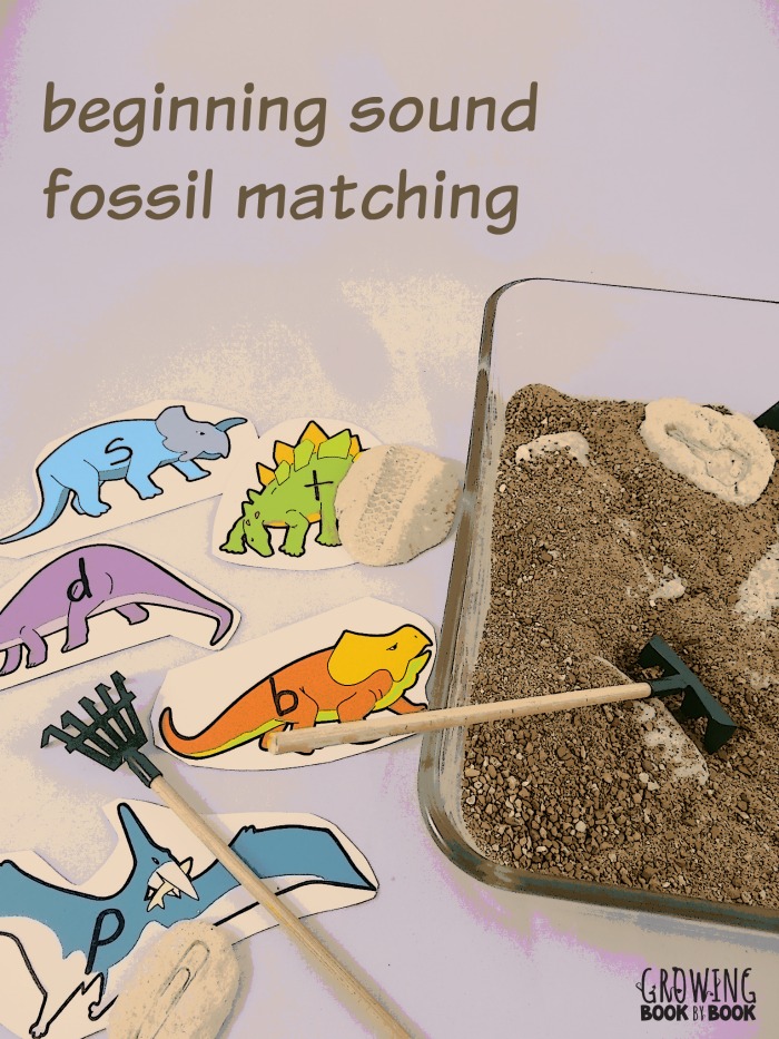 Dinosaur-Activities-fossil-digging-and-sound-matching Dinosaur Sensory Bins