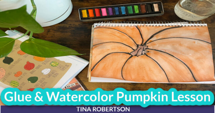 Kids-Fun-Glue-and-Watercolor-Fall-Pumpkin-Unit-Study-by-Tina-Robertson-735x385 Pumpkin Art Projects for Kids
