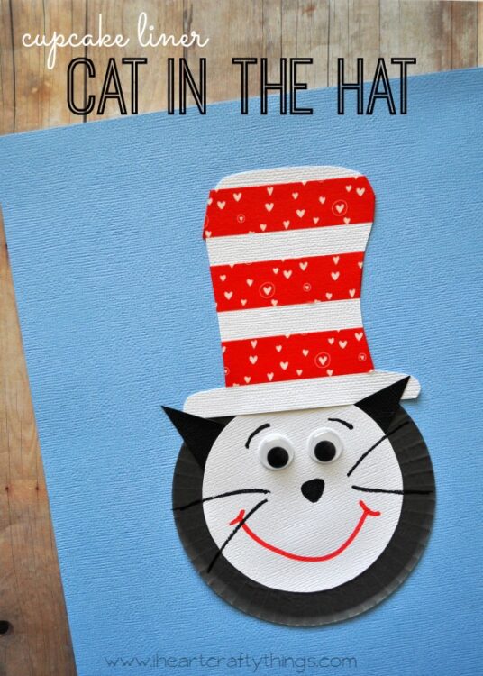 CupcakeLinerCatintheHatCraft-1-536x750-1 Cat in the Hat Crafts