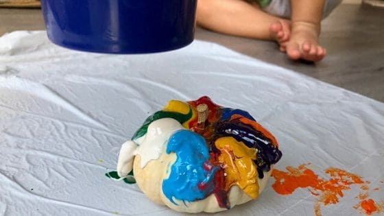 Melted-Crayon-Pumpkin-Hair-Dryer Pumpkin Art Projects for Kids