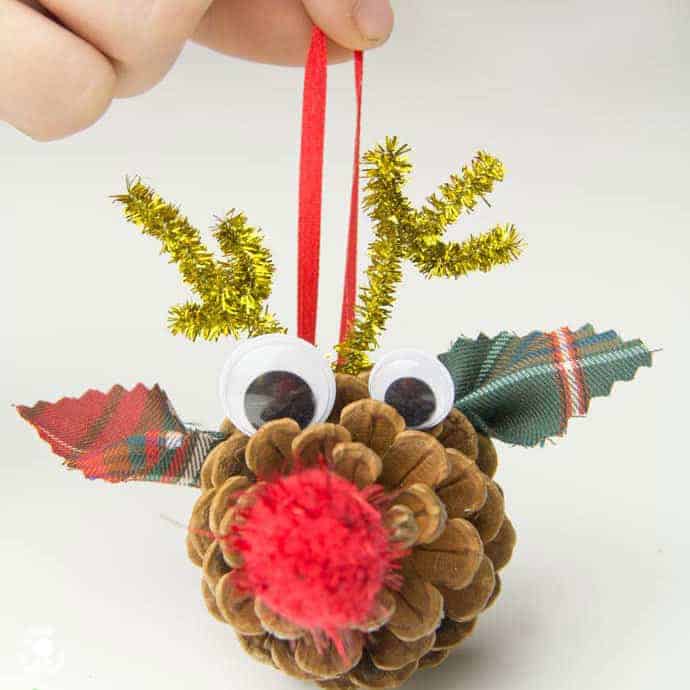 Cute-Pinecone-Reindeer-Christmas-craft-for-kids-square Rudolph Christmas Ornaments