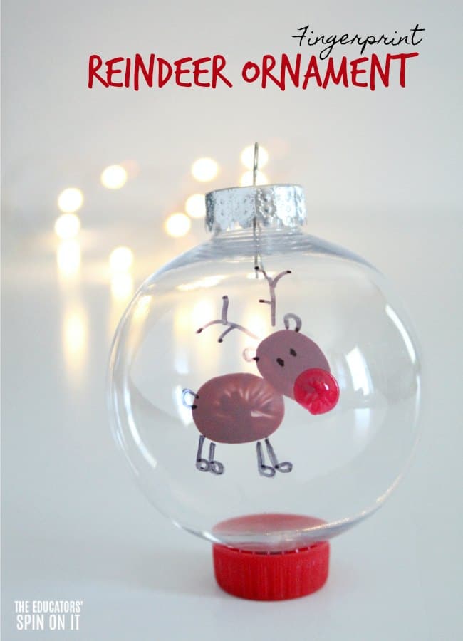 Fingerprint-Reindeer-Ornament-for-Preschoolers-for-Christmas- Rudolph Christmas Ornaments