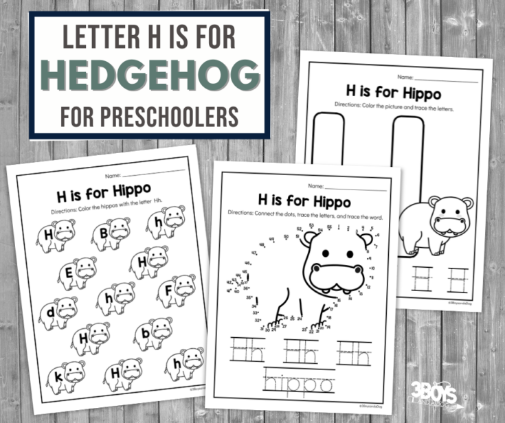 Letter-H-for-Hedgehog-Activity-Sheets-735x616 Printable Alphabet Activities for 3 Year Olds