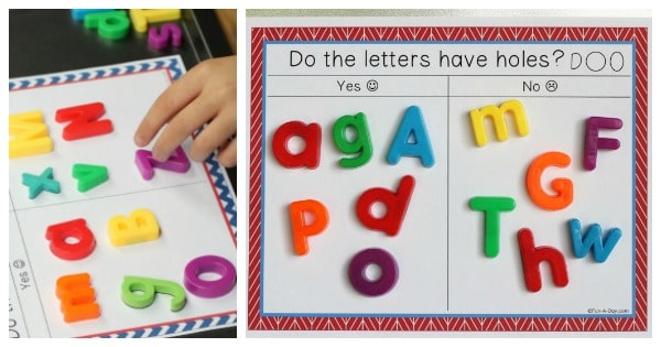 Sorting-magnetic-letters-to-teach-preschoolers Printable Alphabet Activities for 3 Year Olds