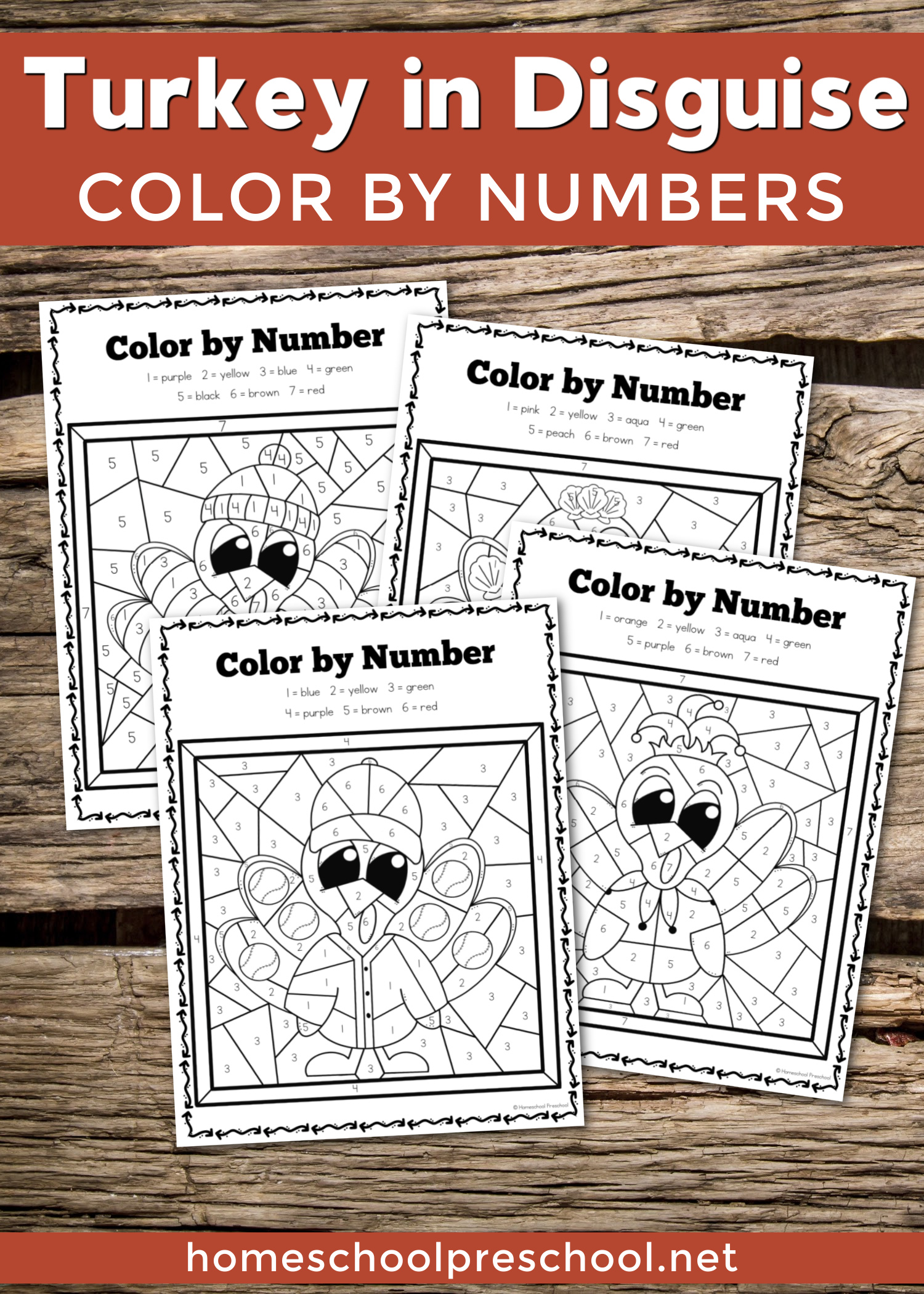 coloring-page-turkey Turkey Color by Number