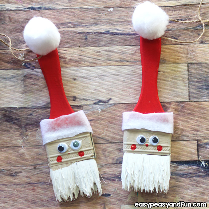 Paintbrush-Santa-Ornament-Craft-for-Kids Santa Ornaments for Preschoolers