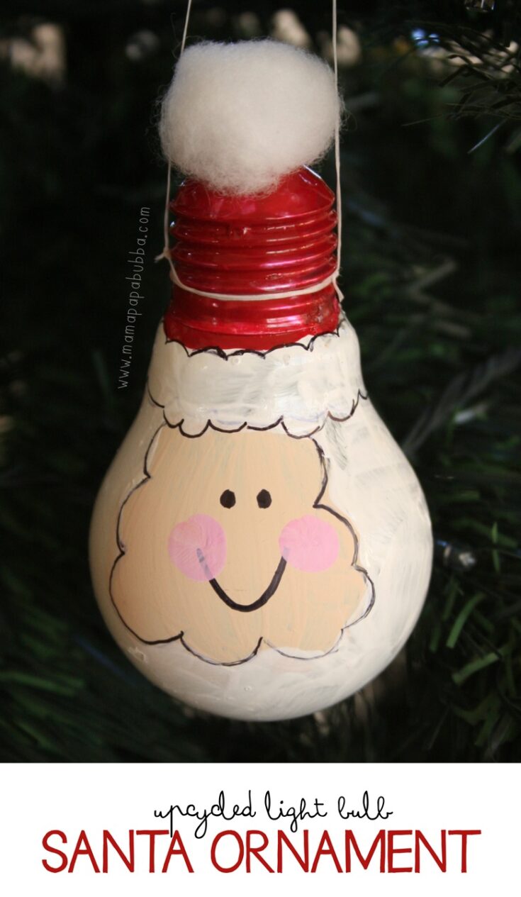 Upcycled-Light-Bulb-Santa-Ornament-Mama.Papa_.Bubba_.-735x1265 Santa Ornaments for Preschoolers