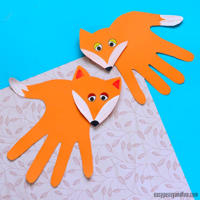 Handprint-Fox-Craft Handprint Winter Animals Crafts