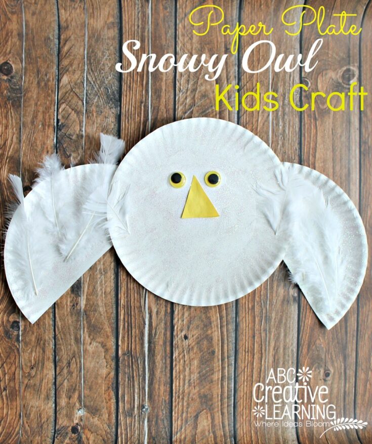 Paper-Plate-Snowy-Owl-Kids-Craft-2-735x878 Paper Plate Winter Animals