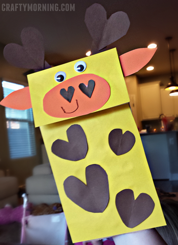 giraffe-paper-bag-heart-puppet-craft-for-kids Valentine Heart Animals