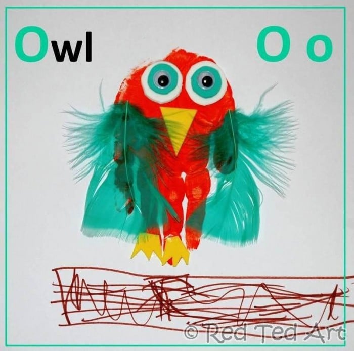 owl1 Handprint Winter Animals Crafts
