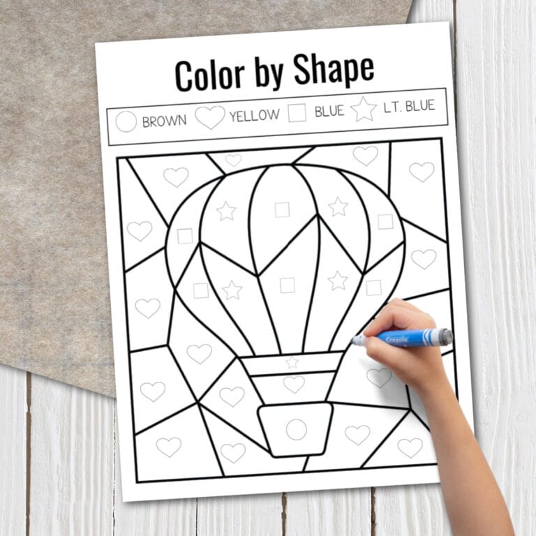 Transportation Themed Color by Shape Printable