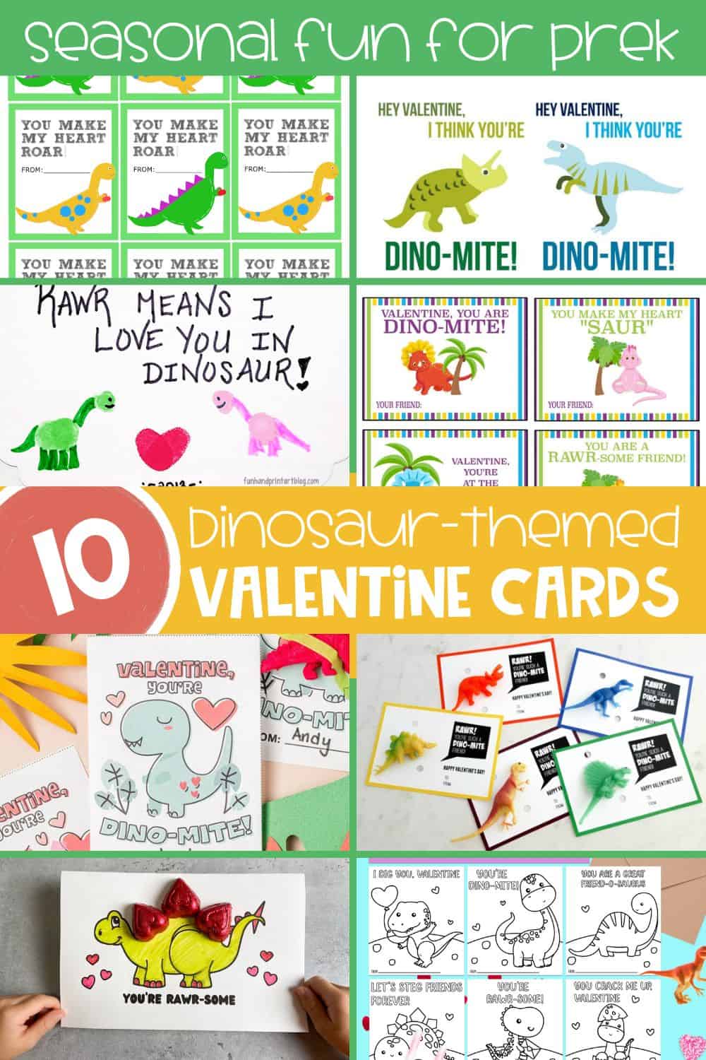 Dinosaur Valentine Cards for Preschoolers (Printable & No-Prep)