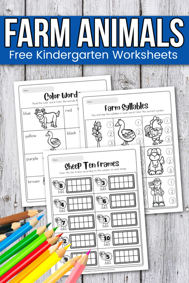 Printable Farm Animal Worksheets for Kindergarten