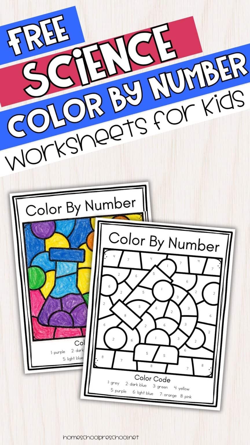 Science Color by Number Worksheets for Preschoolers