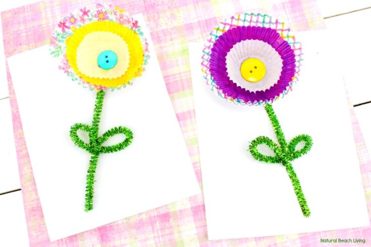 Cupcake-Liner-Flower-Craft-7-735x490 Mother's Day Crafts with Cupcake Liners