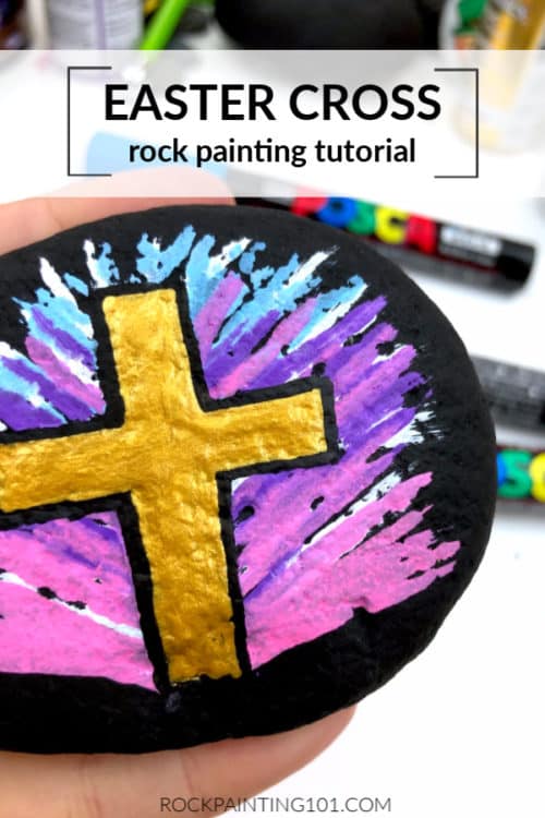Easter-Sunday-Rock-Golden-Cross-500x750-1 Easter Cross Craft Ideas