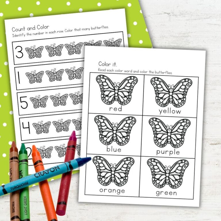 Free Printable Butterfly Math Worksheets for Preschoolers