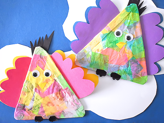 colorful-tissue-paper-birds-craft Jungle Animal Activities