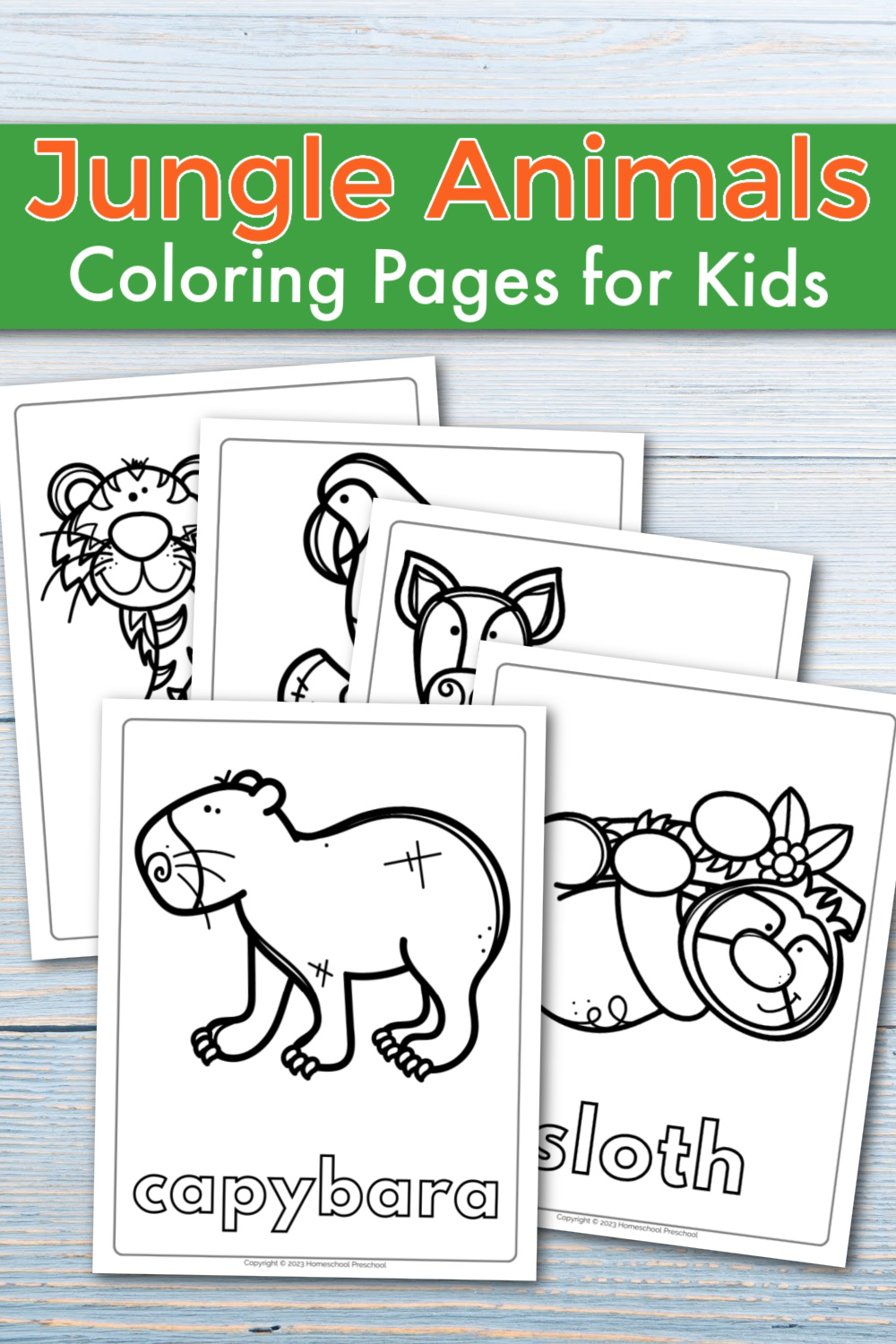 Jungle Animals Coloring Pages for Preschoolers