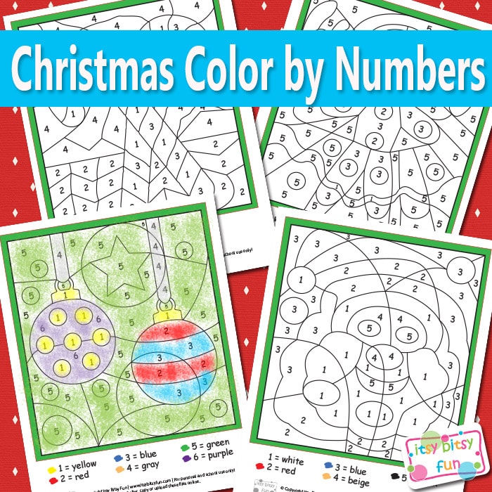 Christmas-Color-by-Numbers-Printables Santa Printables for Kids
