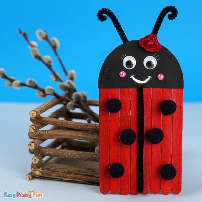Ladybug-Craft-Stick-Spring-Craft Spring Animal Crafts
