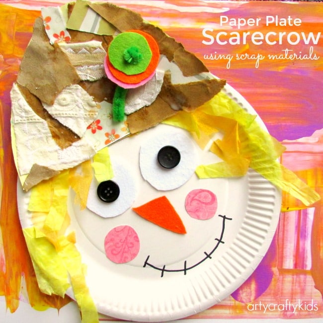 Paper-Plate-Scarecrow- 10 Fabulously Easy Fall Crafts for Preschool Aged Kids