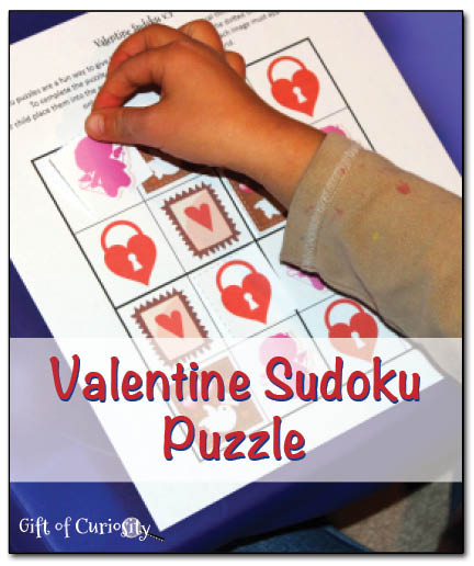Valentine-Sudoku-Puzzle-Gift-of-Curiosity 22 Printable Valentines Worksheets for Kids