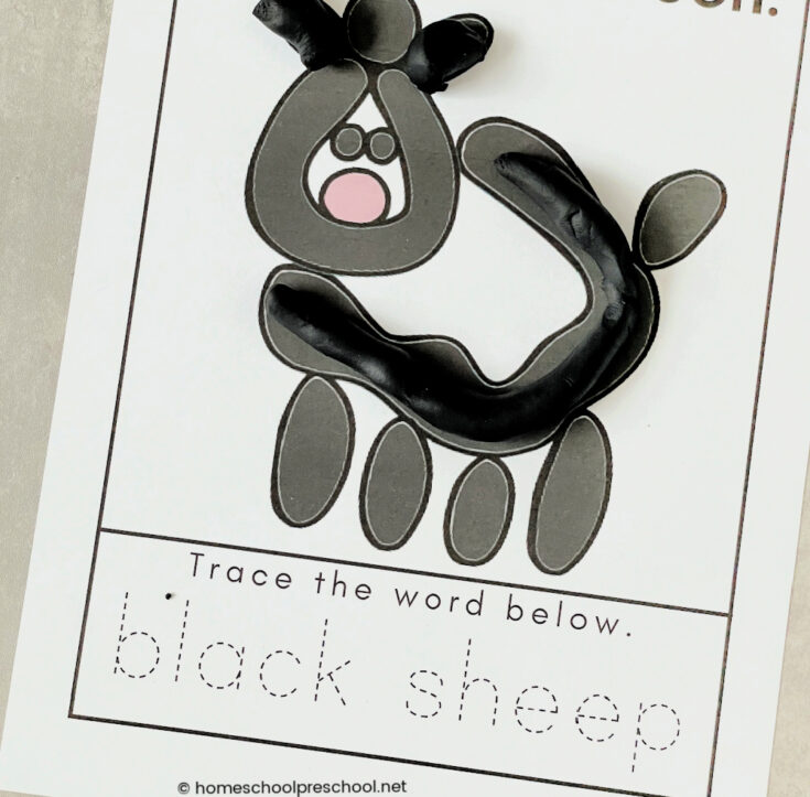 baa-baa-black-sheep-playdough-mats-735x723 Baa Baa Black Sheep Activities for Toddlers