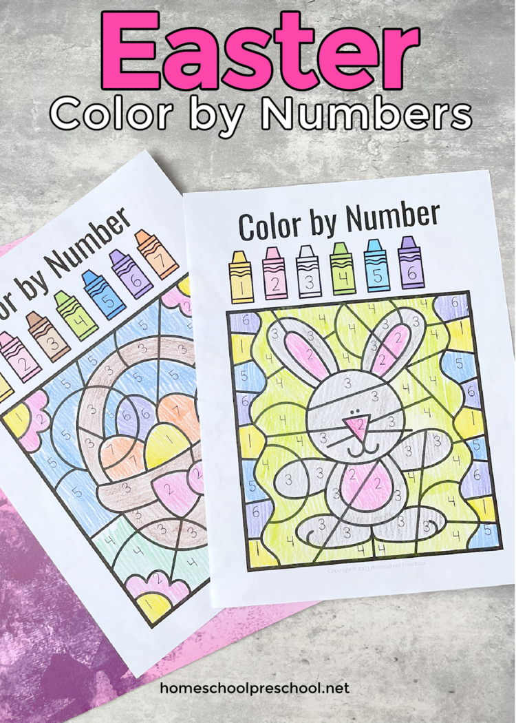 easter-bunny-color-sheets Easter Color by Number Printable
