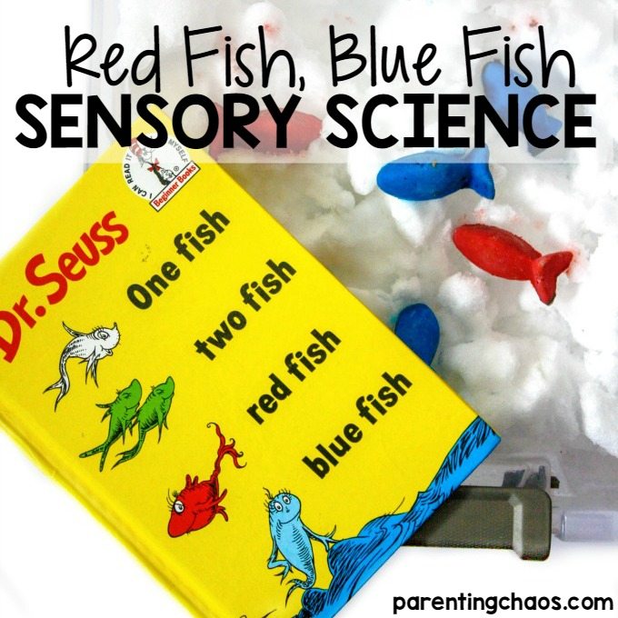 red-fish-blue-fish-sensory-science-activity Dr. Seuss Stem Activities