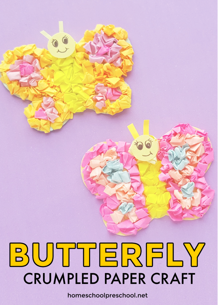paper-craft-butterflies Tissue Paper Preschool Butterfly Craft