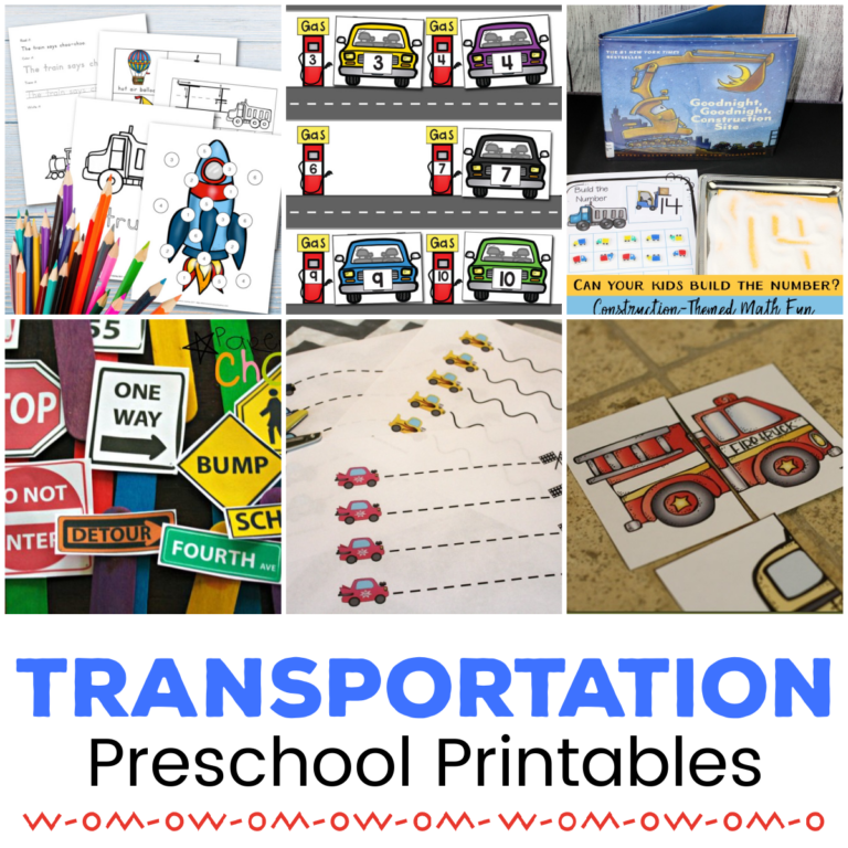 Preschool Transportation Theme Printables