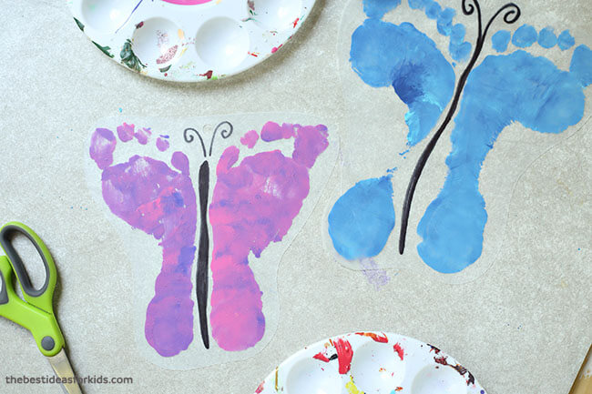 Butterfly-Footprint-Craft-Shrinky-Dink-Keychains Spring Footprint Crafts
