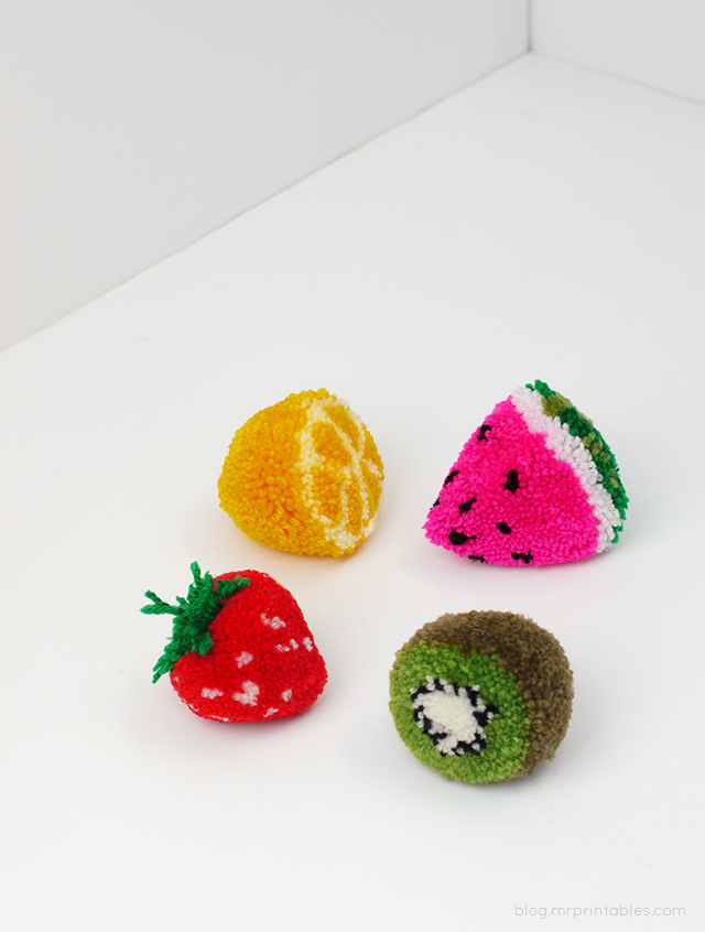 mrprintables-fruit-pom-poms-tutorial Strawberry Crafts for Preschoolers