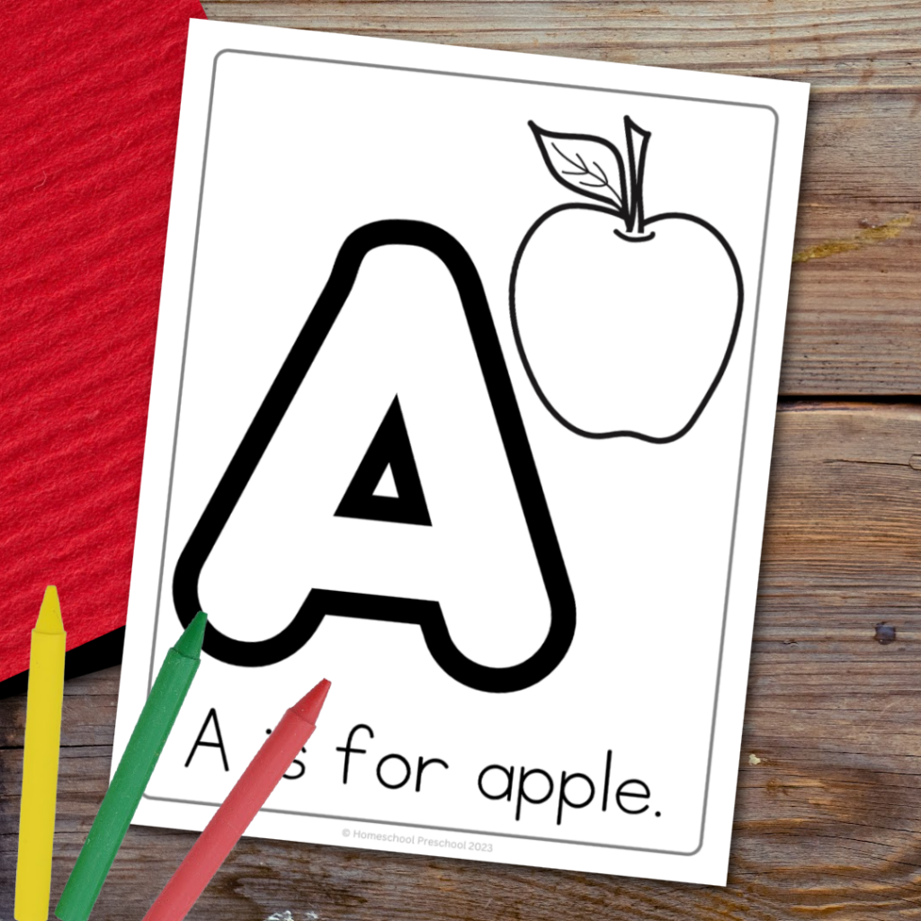 free-printable-apple-template-1024x1024 A for Apple Coloring Page