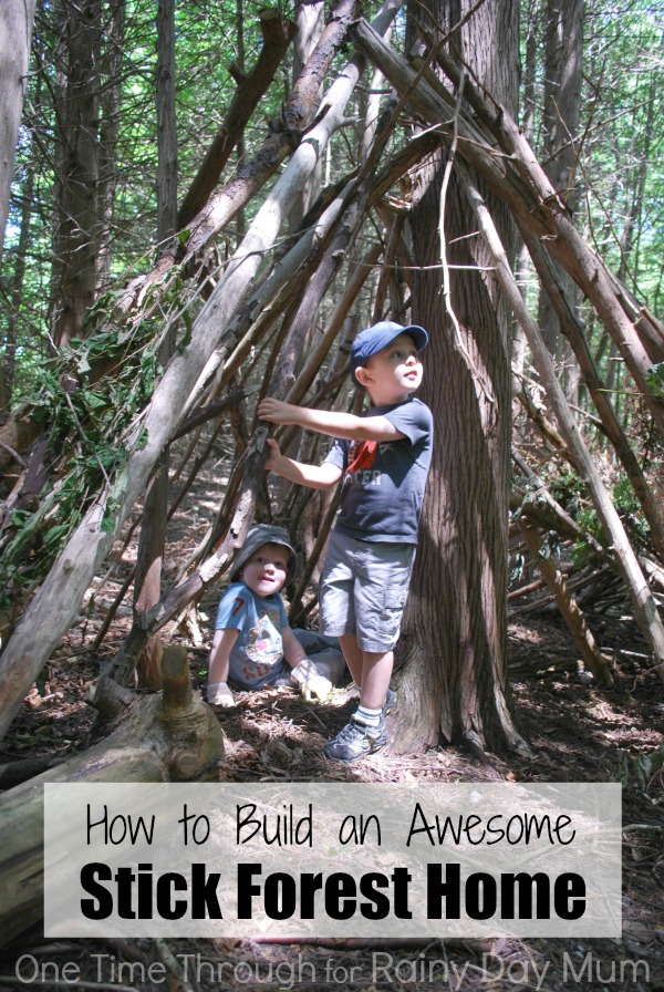 How-to-Build-An-Awesome-Kids-Stick-Forest-House-One-Time-Through Camping STEM Activities