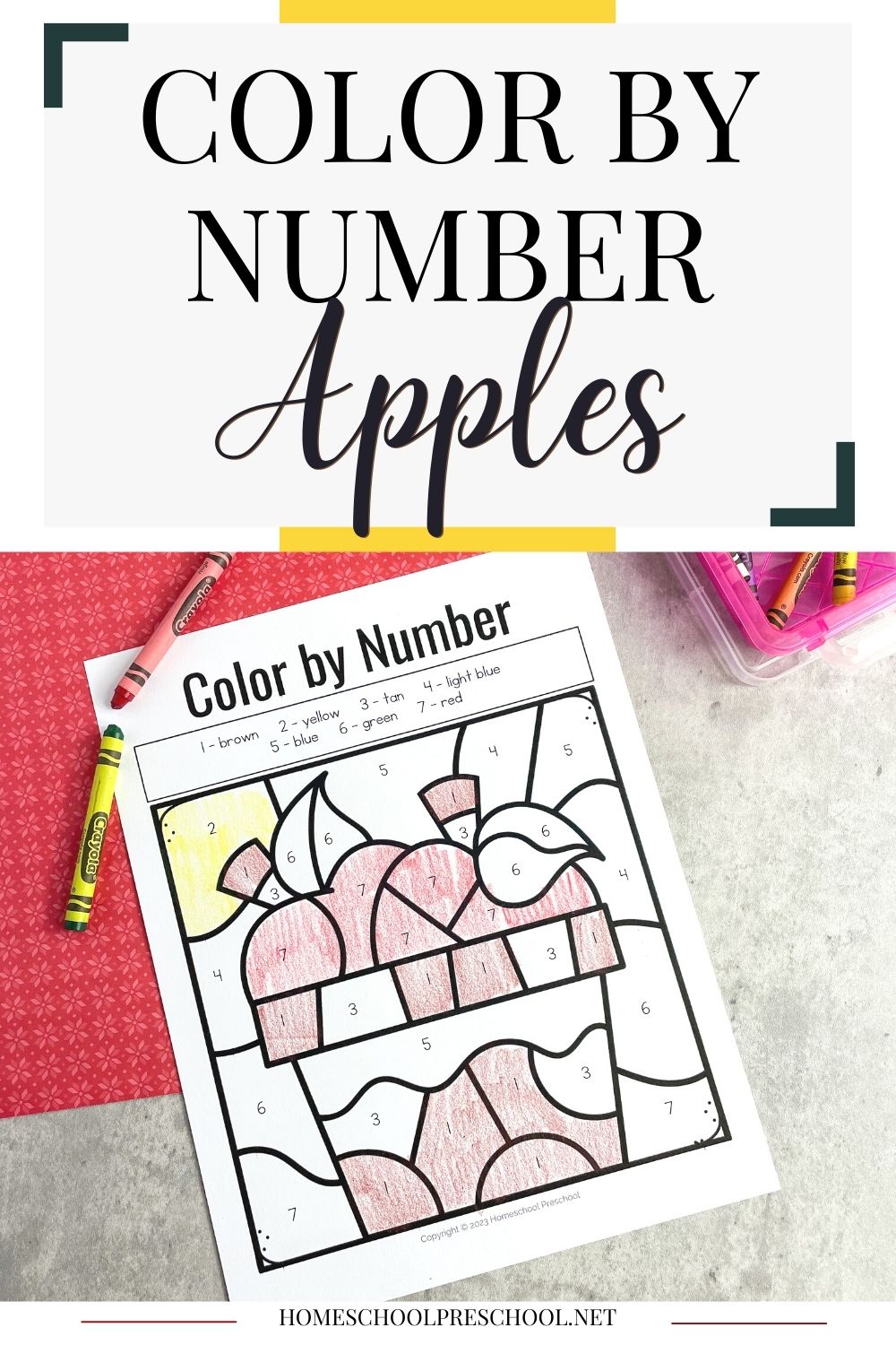 color-by-number-apples Color by Number Apple