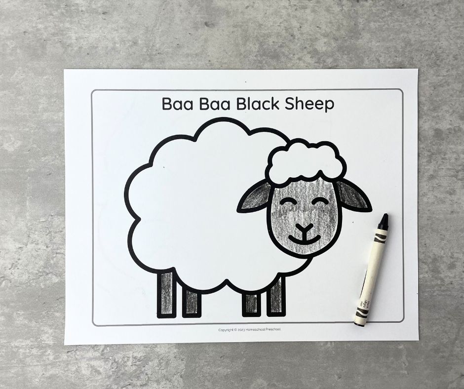 baa-baa-black-sheep-drawing Baa Baa Black Sheep Craft for Toddlers