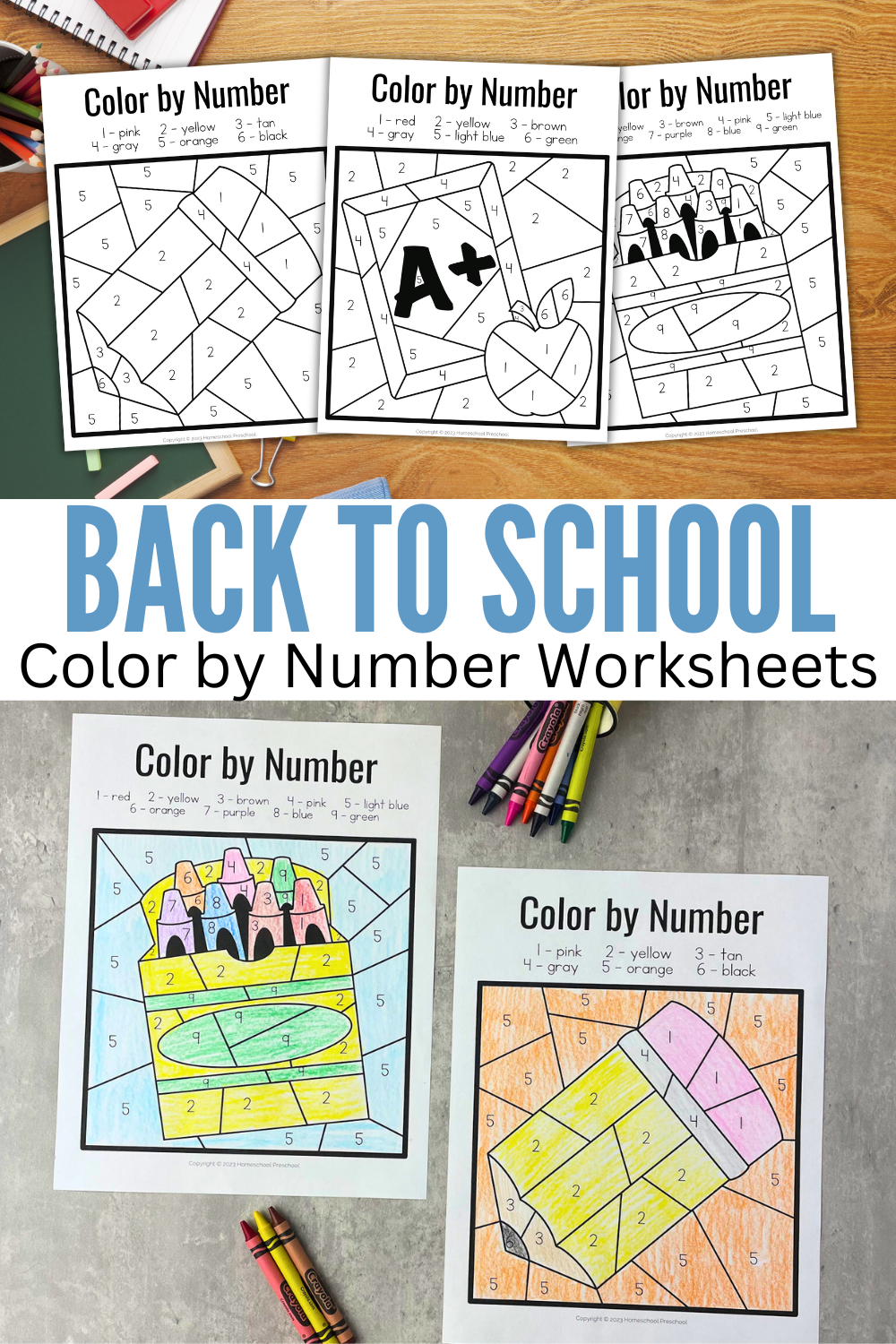 color-by-number-math Back to School Color by Number